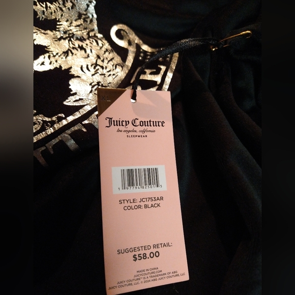 NWT Juicy Couture Women's Black Velour Tracksuit two-piece Loungewear XL - Picture 7 of 10